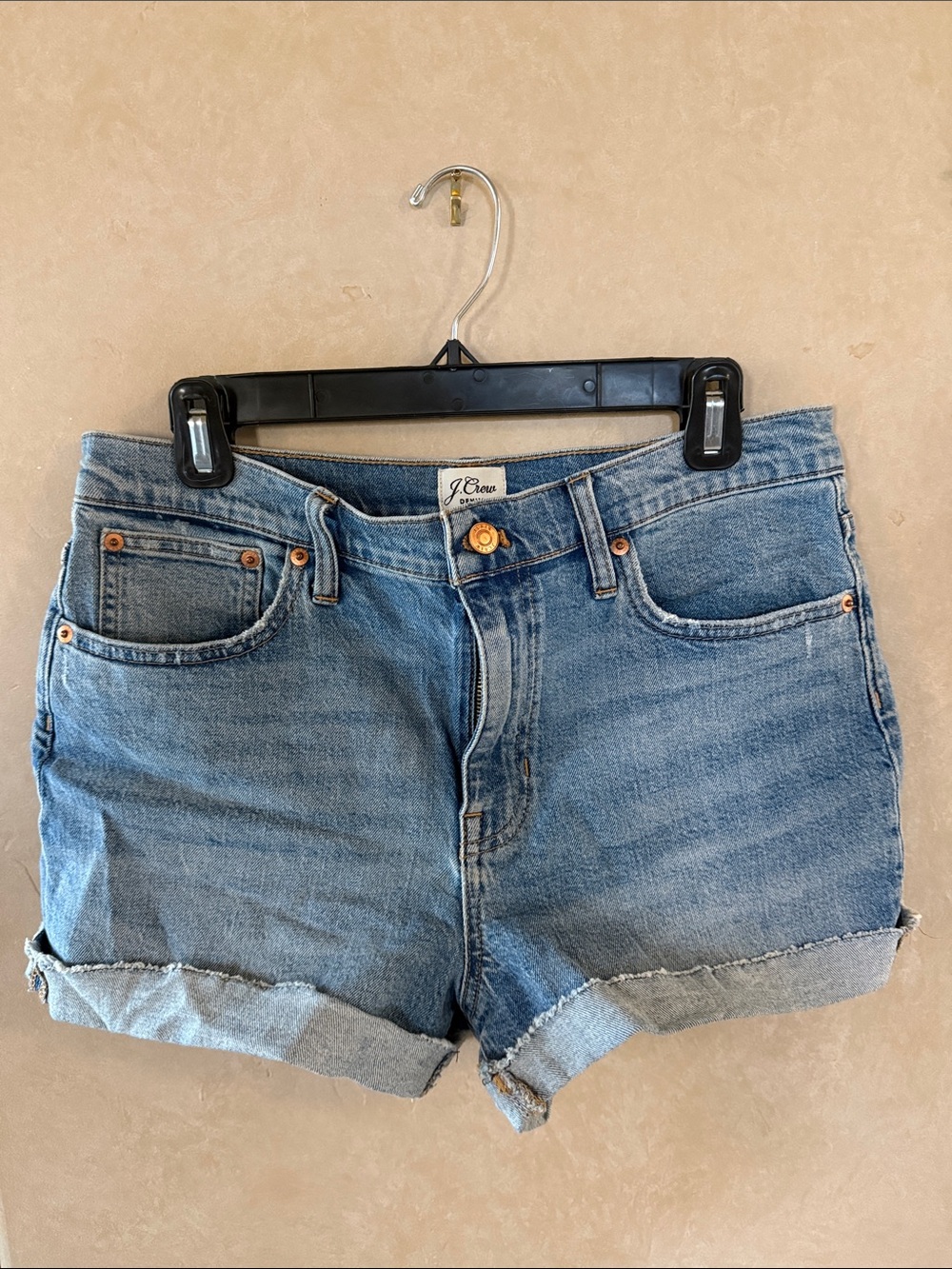 J. Crew Medium Blue Denim Cuffed Women's Shorts size 28